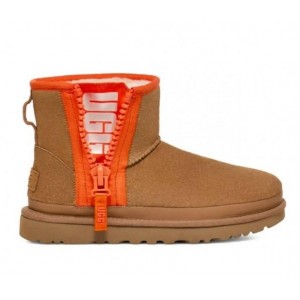 UGG Mini Zipper Tape Logo - Chestnut